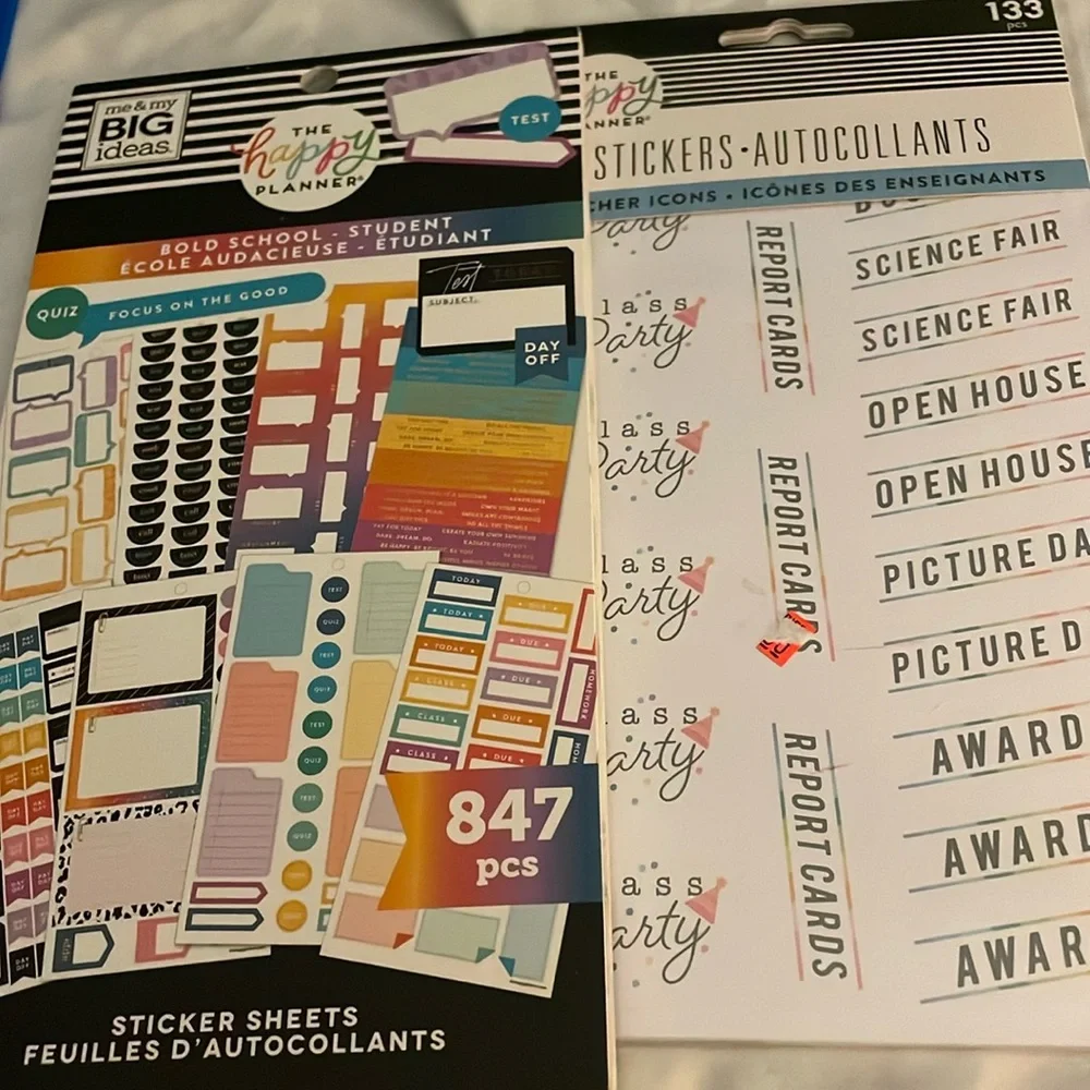 Two NEW Happy Planner Teacher sticker Bold